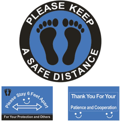 10 Pack of 12.5 Inch Floor Social Distancing Sticker Decals Set for Safety Distance - Big B Products