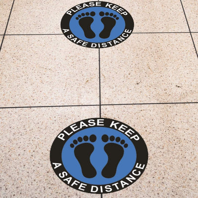 10 Pack of 12.5 Inch Floor Social Distancing Sticker Decals Set for Safety Distance - Big B Products